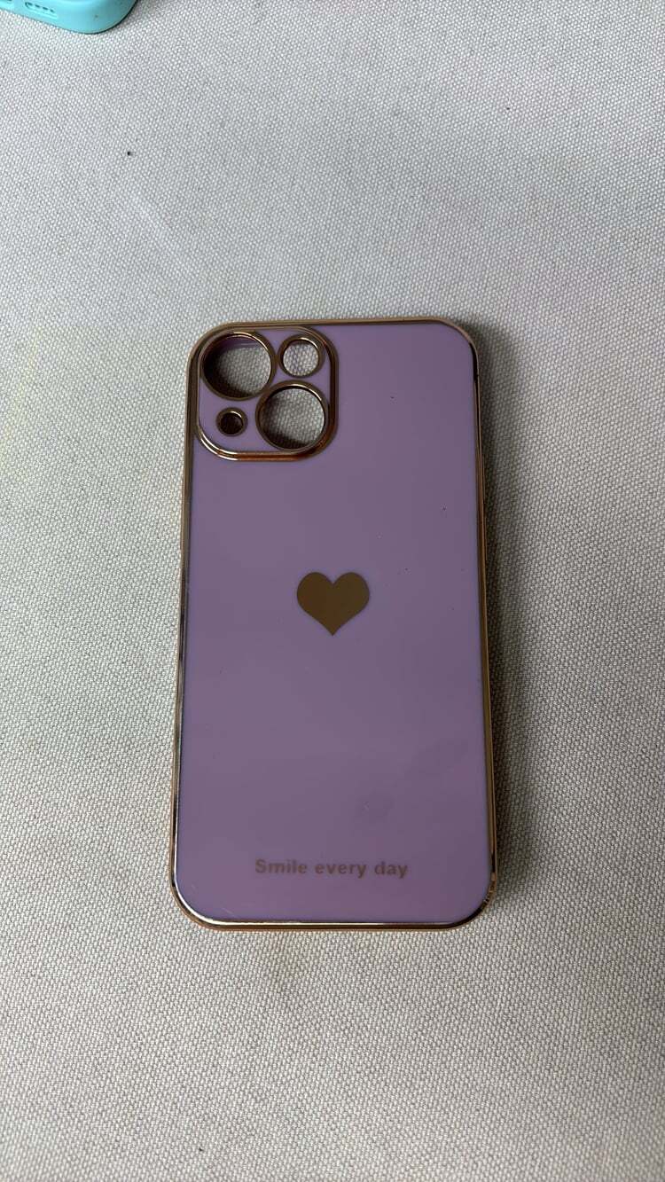Purple Heart iPhone 12&13 mini Case Gold Electroplated Trim “Smile Every Day”